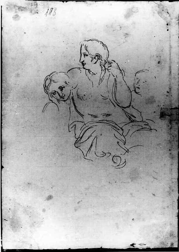 Studio di Galatea fiancheggiata da due Nereidi,da A.Carracci/Studio di Statue di Santi, Studio di Galatea fiancheggiata da due Nereidi,da A.Carracci/ Studio di Statue di Santi (disegno, insieme) di Van Wittel Gaspar (sec. XVII)