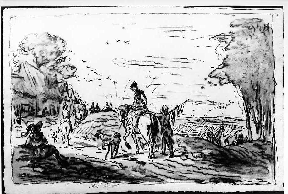 paesaggio con figure (disegno) di Vanvitelli Luigi (prima metà sec. XVIII)