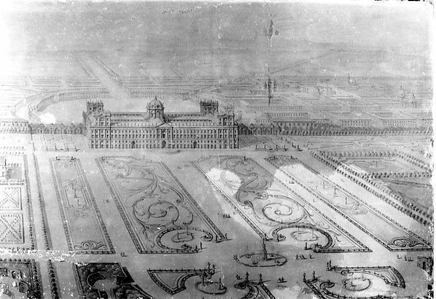 veduta della Reggia di Caserta (disegno, serie) di Vanvitelli Luigi (sec. XVIII)