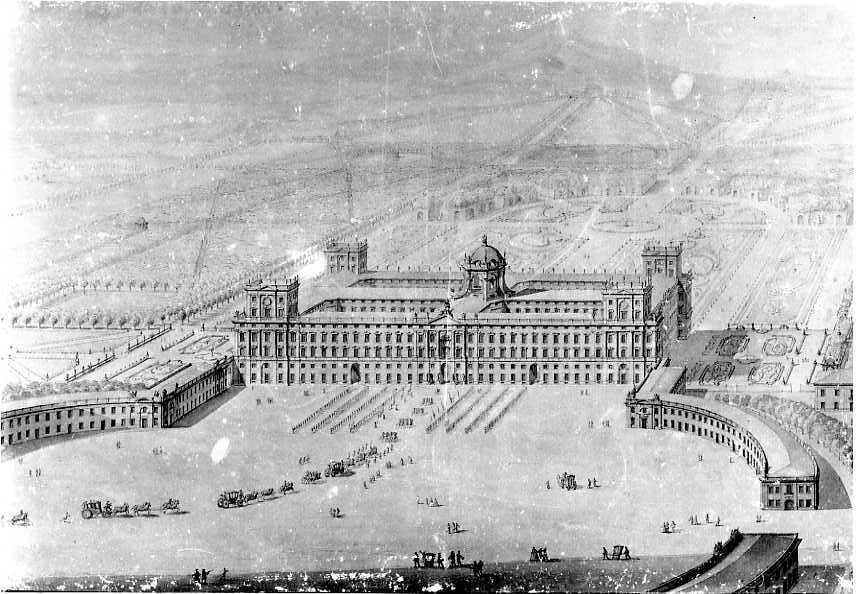 veduta della Reggia di Caserta (disegno, serie) di Vanvitelli Luigi (sec. XVIII)