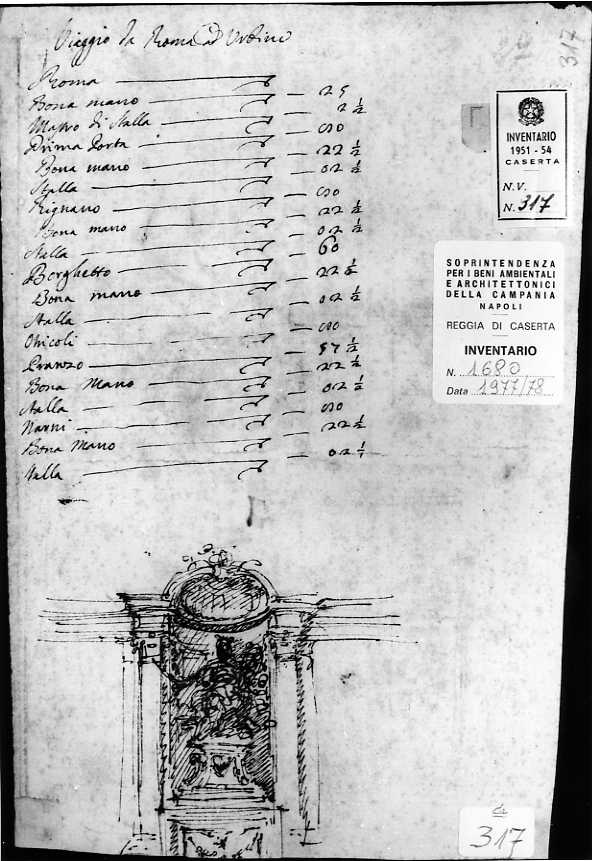 architettura (disegno) di Vanvitelli Luigi (secondo quarto sec. XVIII)