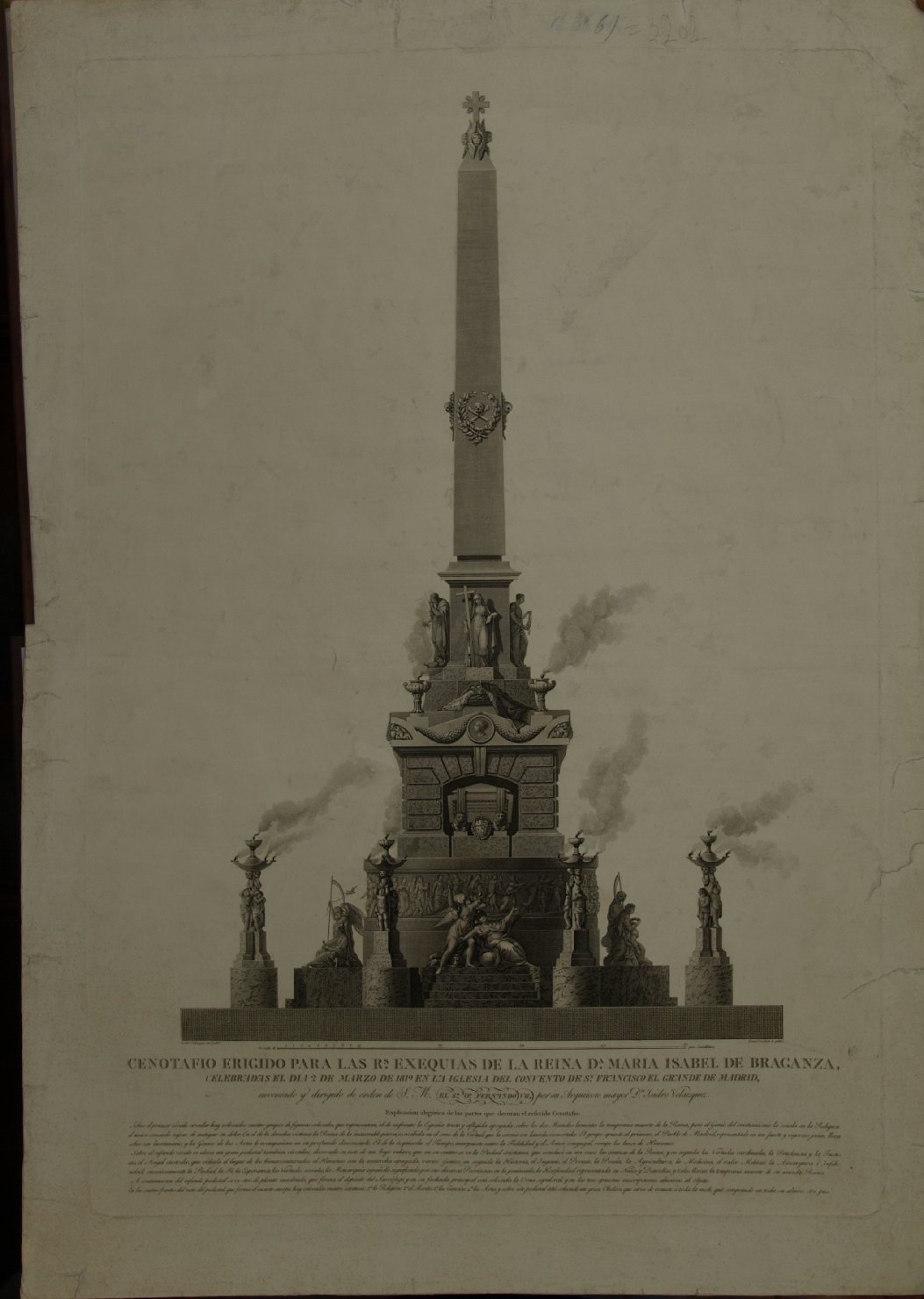Cenotafio di Maria Isabella di Braganza, Monumento funerario (stampa) - ambito spagnolo (prima metà sec. XIX)