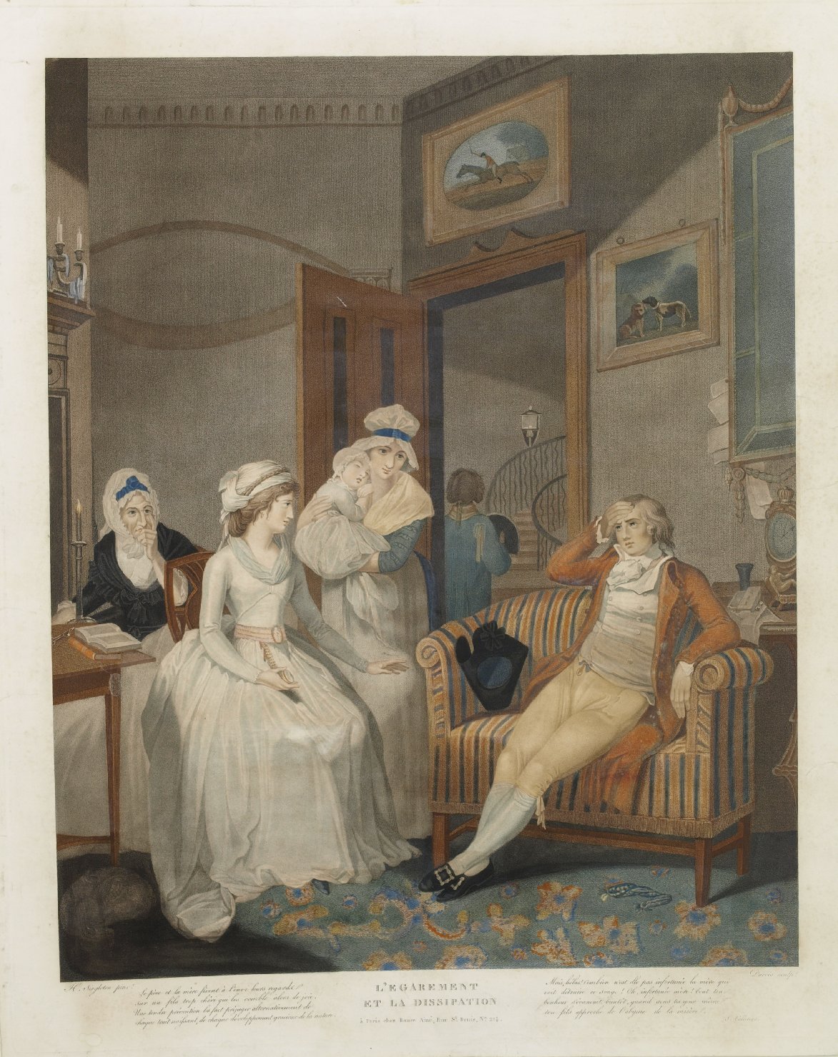 L'egarement et la dissipation, ammonimenti morali (stampa a colori) di Singleton Henry (attribuito), Darcis (attribuito) (prima metà sec. XIX)