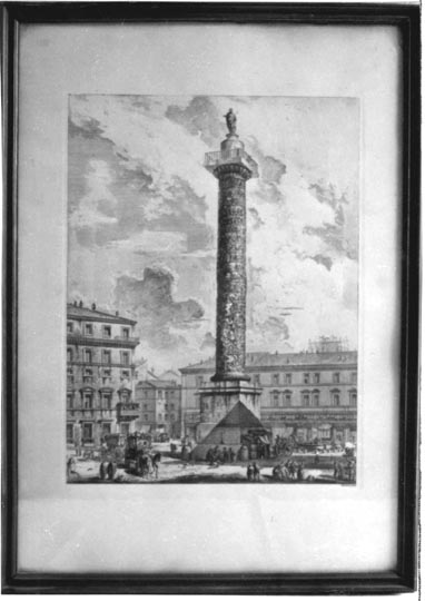 Colonna Antoniniana, veduta di Roma (stampa calcografica) di Piranesi Giovanni Battista - ambito italiano (ultimo quarto XVIII)