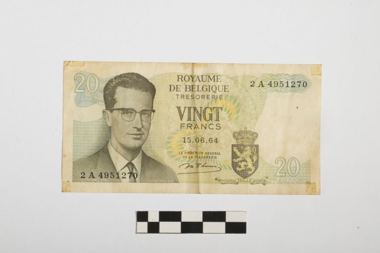 banconota - 20 franchi - Regno del Belgio (sec. XX d.C)