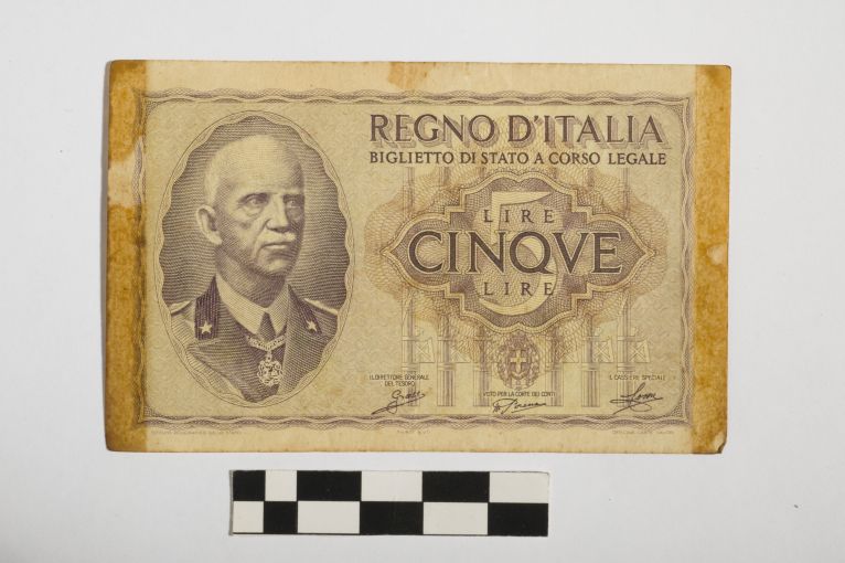 banconota - 5 lire - Regno d'Italia (sec. XX d.C)