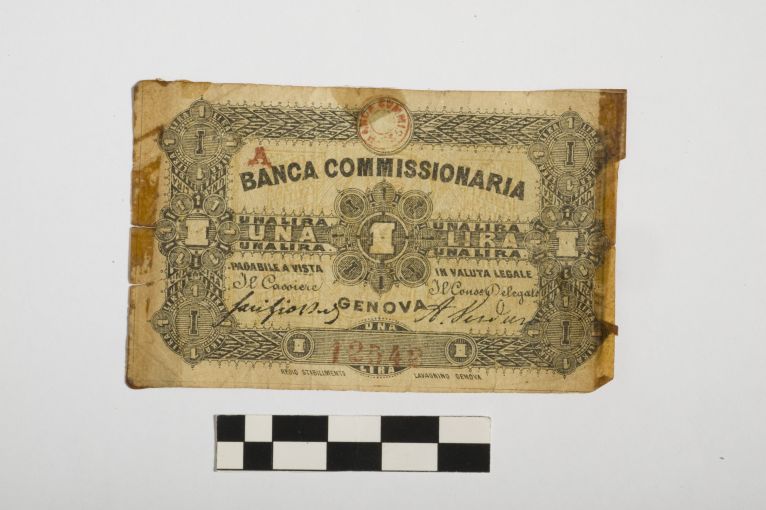 biglietto fiduciario - 1 lira (sec. XIX d.C)