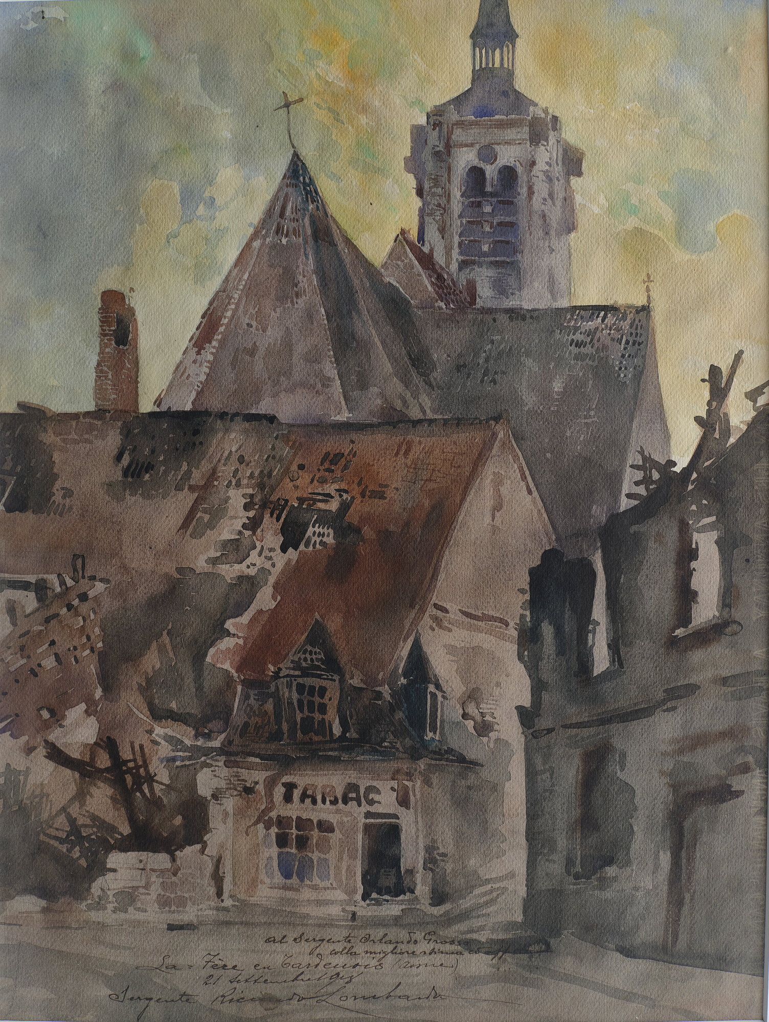 edifici e chiesa (disegno) di Lombardo, Riccardo (XX)