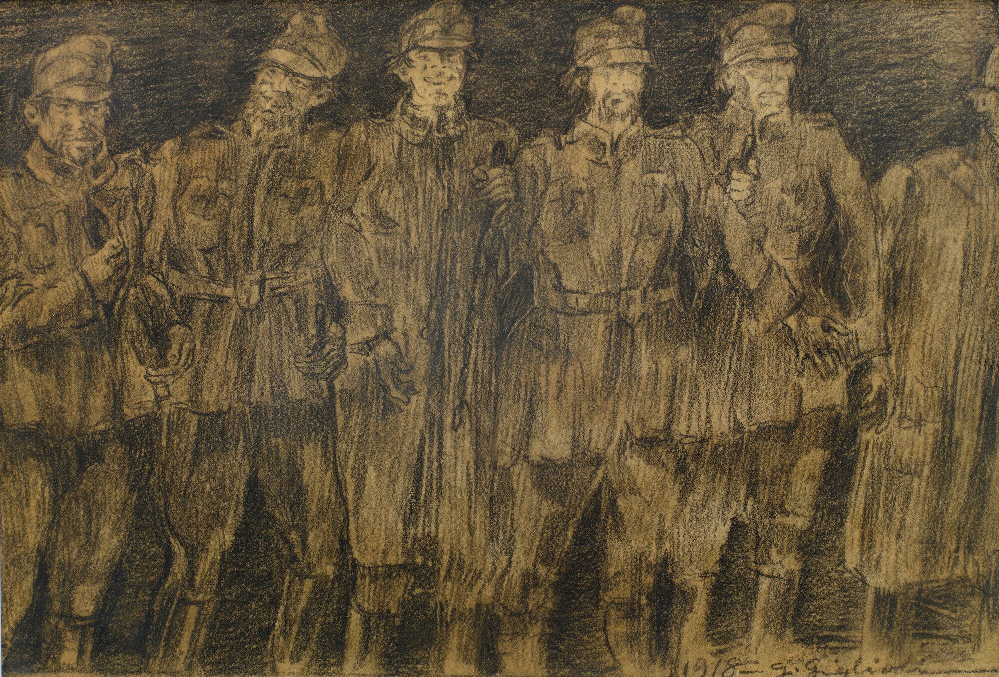 soldati (Disegno a carboncino) di Giglioli, Giuseppe (XX)