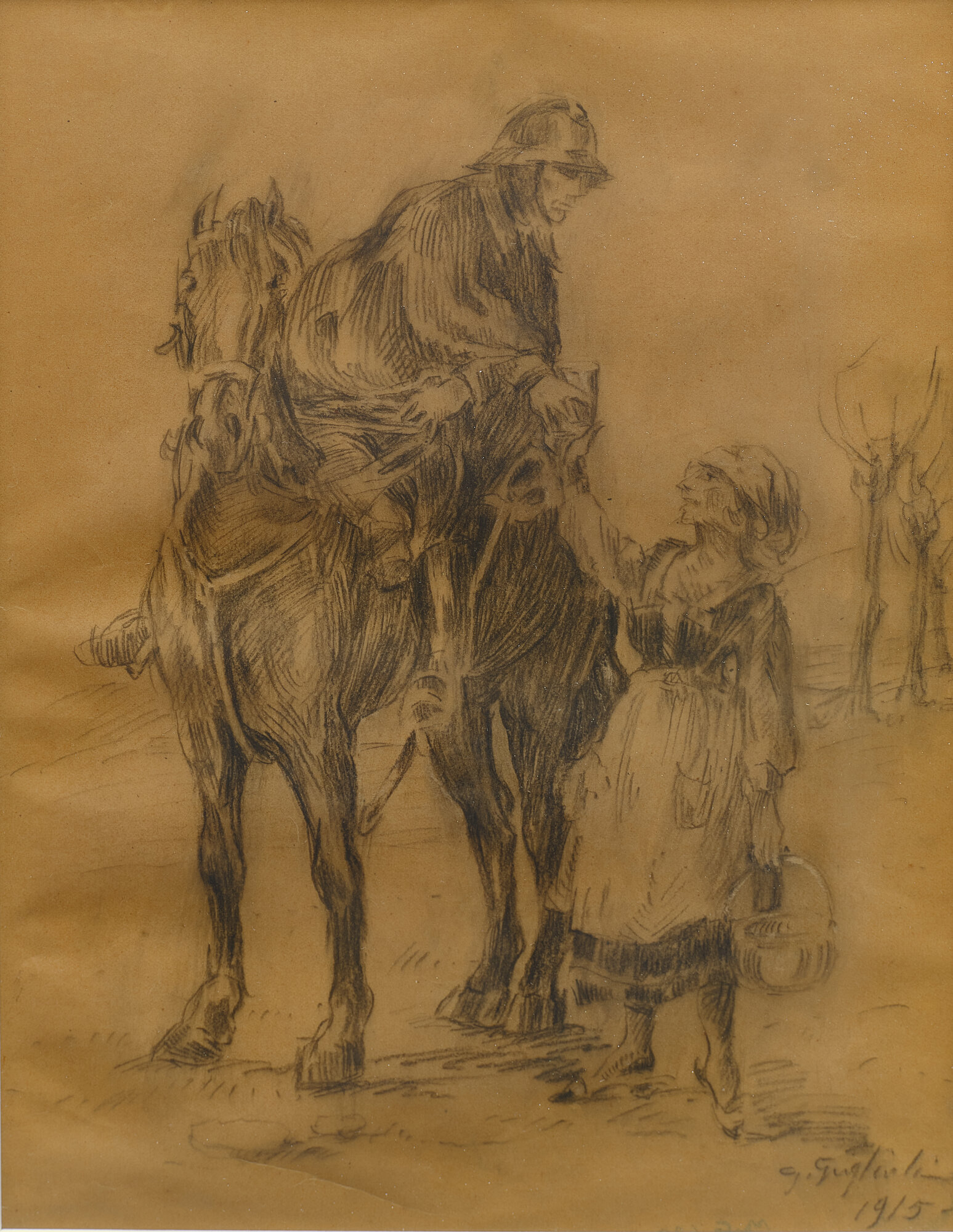 soldato (Disegno a carboncino) di Giglioli, Giuseppe (XX)