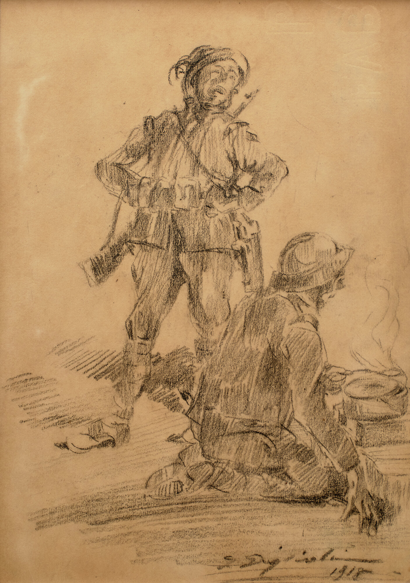 preparazione del pasto (disegno) di Giglioli, Giuseppe (XX)
