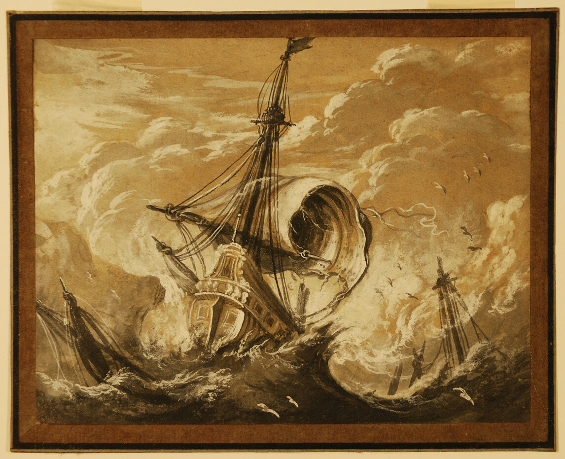 tempesta sul mare (disegno) - ambito Europa settentrionale (sec. XVIII)