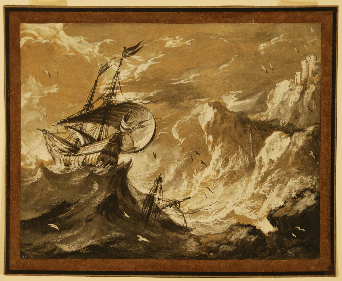 tempesta sul mare (disegno) - ambito Europa settentrionale (sec. XVIII)