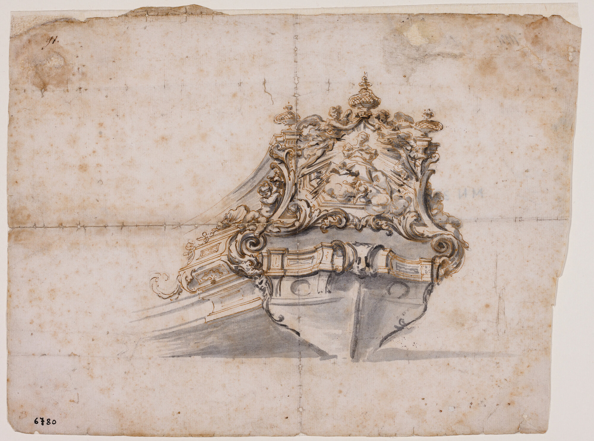 vascello (disegno tecnico) di De Ferrari, Gregorio (sec. XVII)