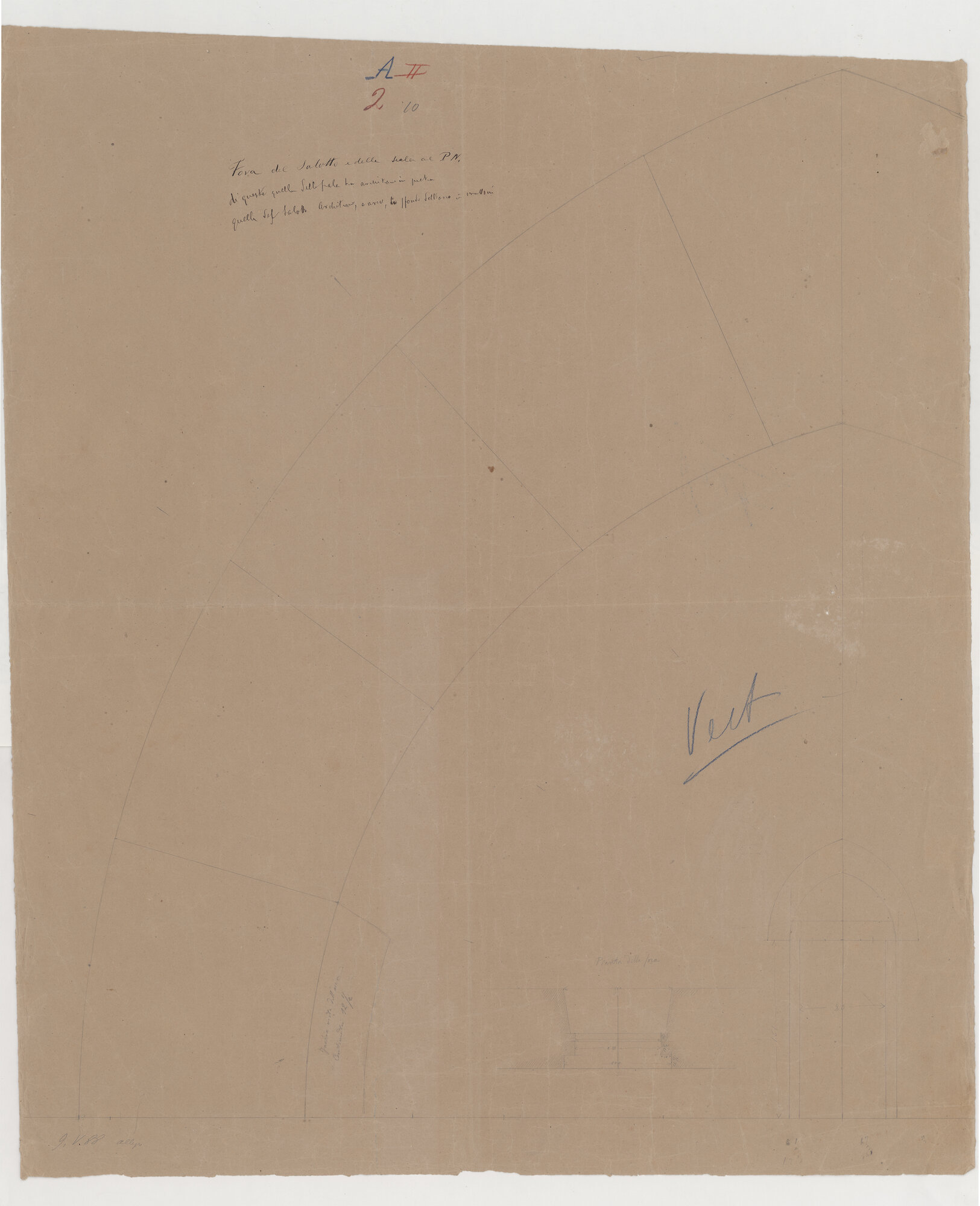 pianta e prospetto (disegno) di Allegro, Agostino (attribuito) (XIX)