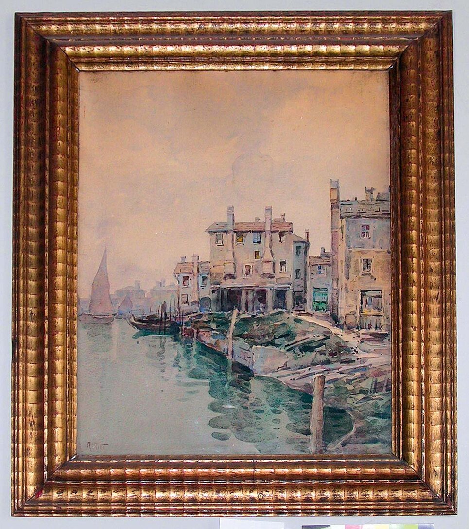 paesaggio lagunare (disegno) di Nattino, Vittorio (XX)