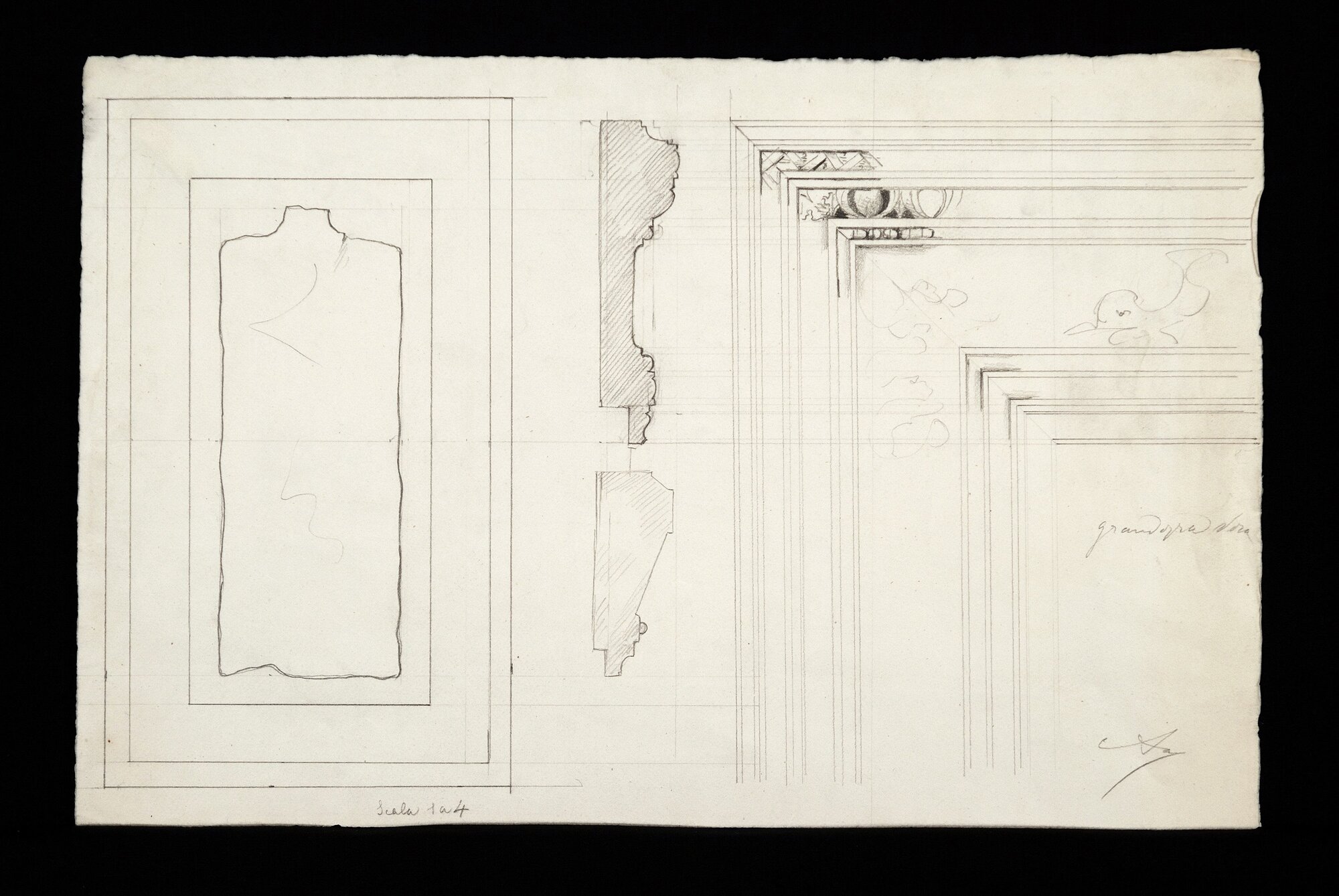 anta vetrata (disegno tecnico) di Crotta, Marco Aurelio (XIX)