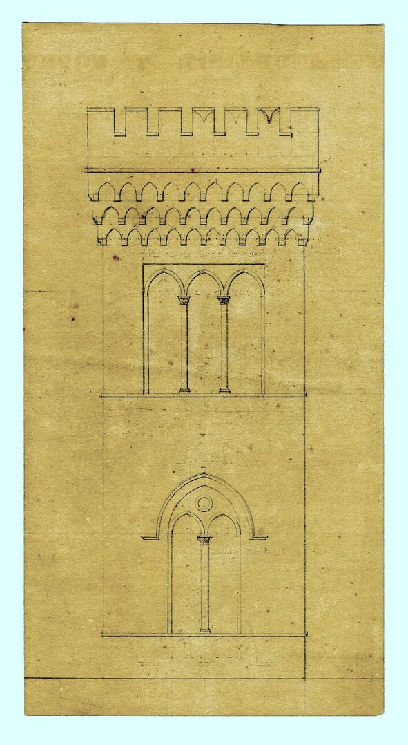 torre (disegno architettonico) - ambito genovese (XIX)