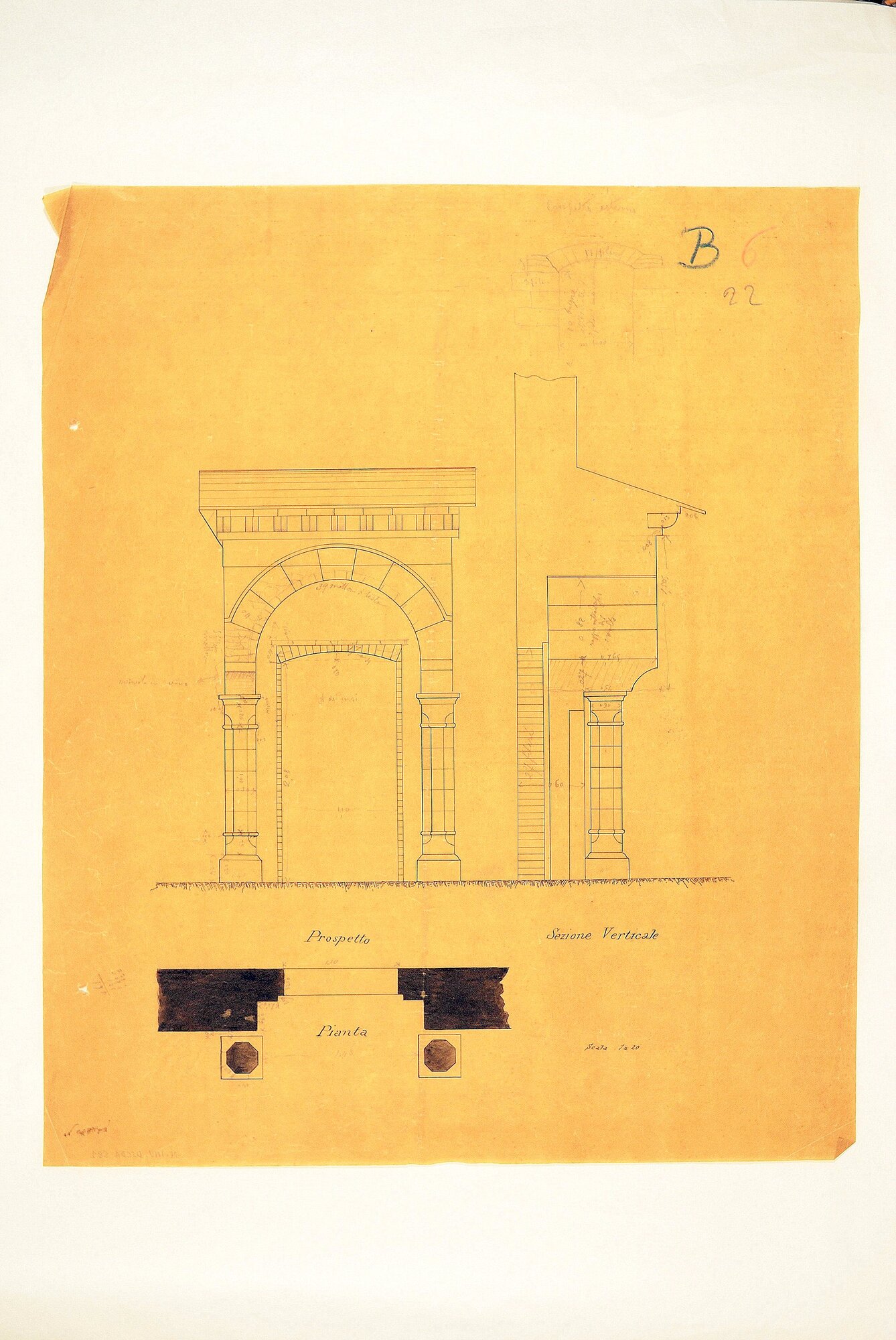 porta (disegno tecnico) di Crotta, Marco Aurelio (XIX)