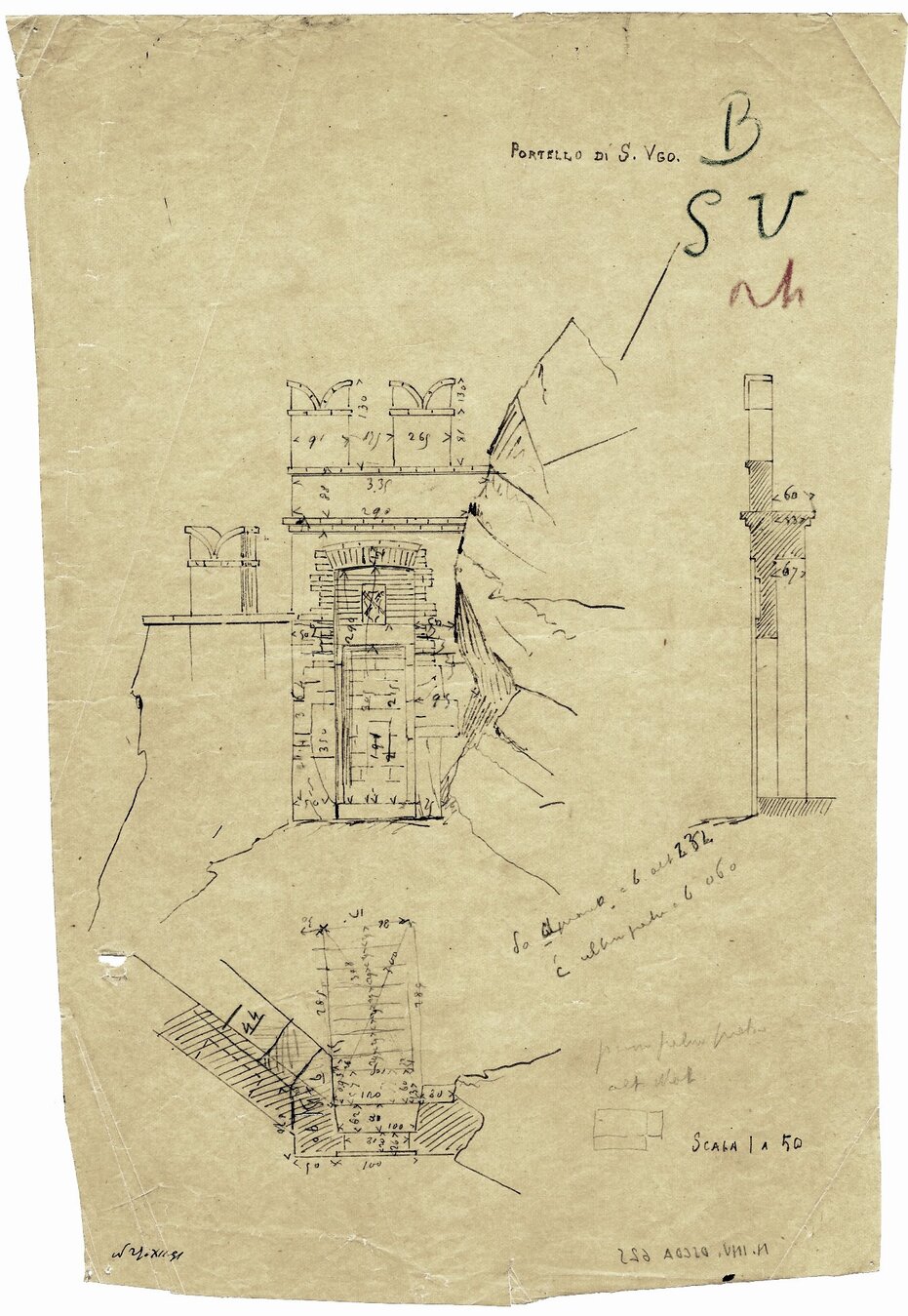 portale (bozzetto tecnico) di Crotta, Marco Aurelio (XIX)