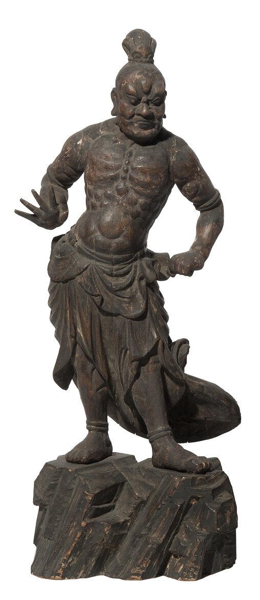 Agyō, Agyō, uno dei due Re Guardiani (Kongō Rikishi) (scultura - lignea) - ambito giapponese (XIX)