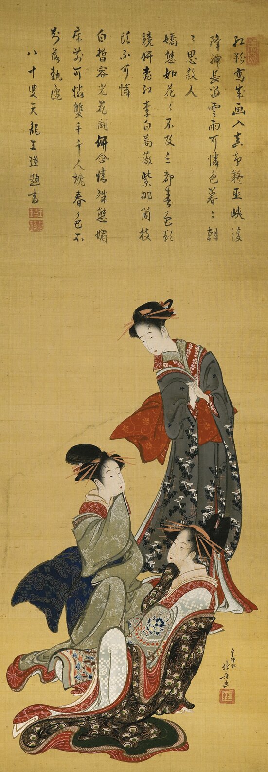 San bijin zu　三美人図, figure femminili (dipinto) di Katsushika, Hokusai (XVIII)