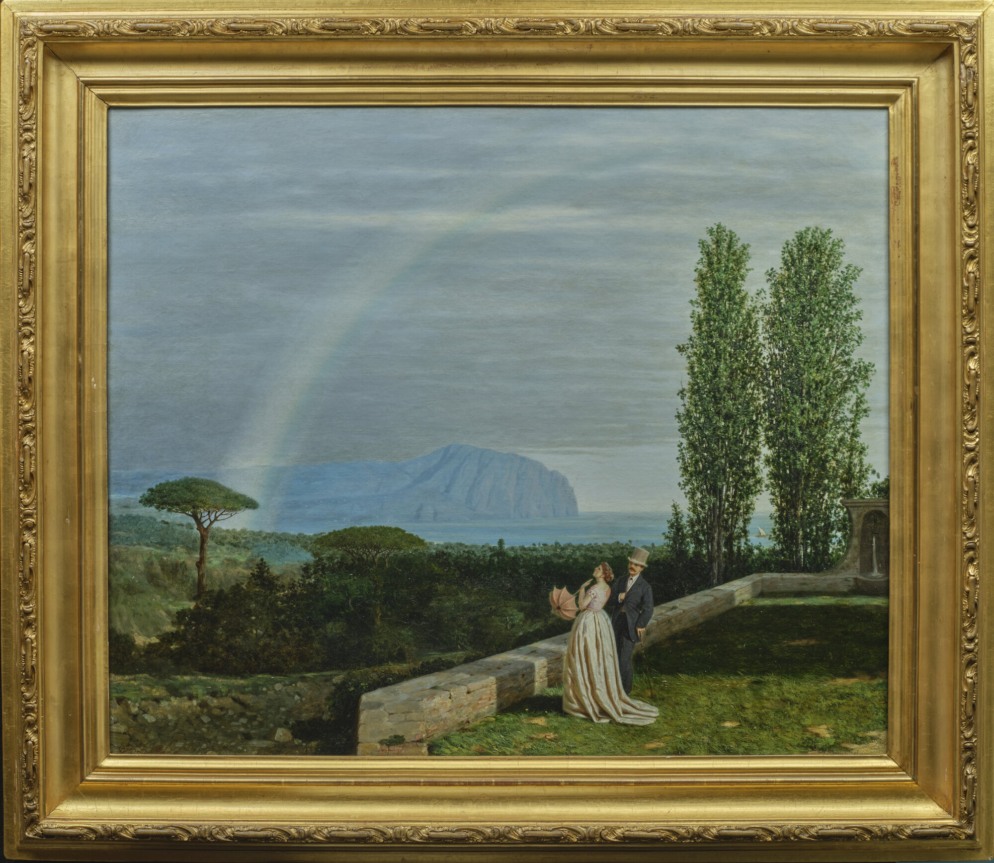 Motivo presso Genova, paesaggio costiero (dipinto - olio su tela) di Delle Piane, Giuseppe (XIX)