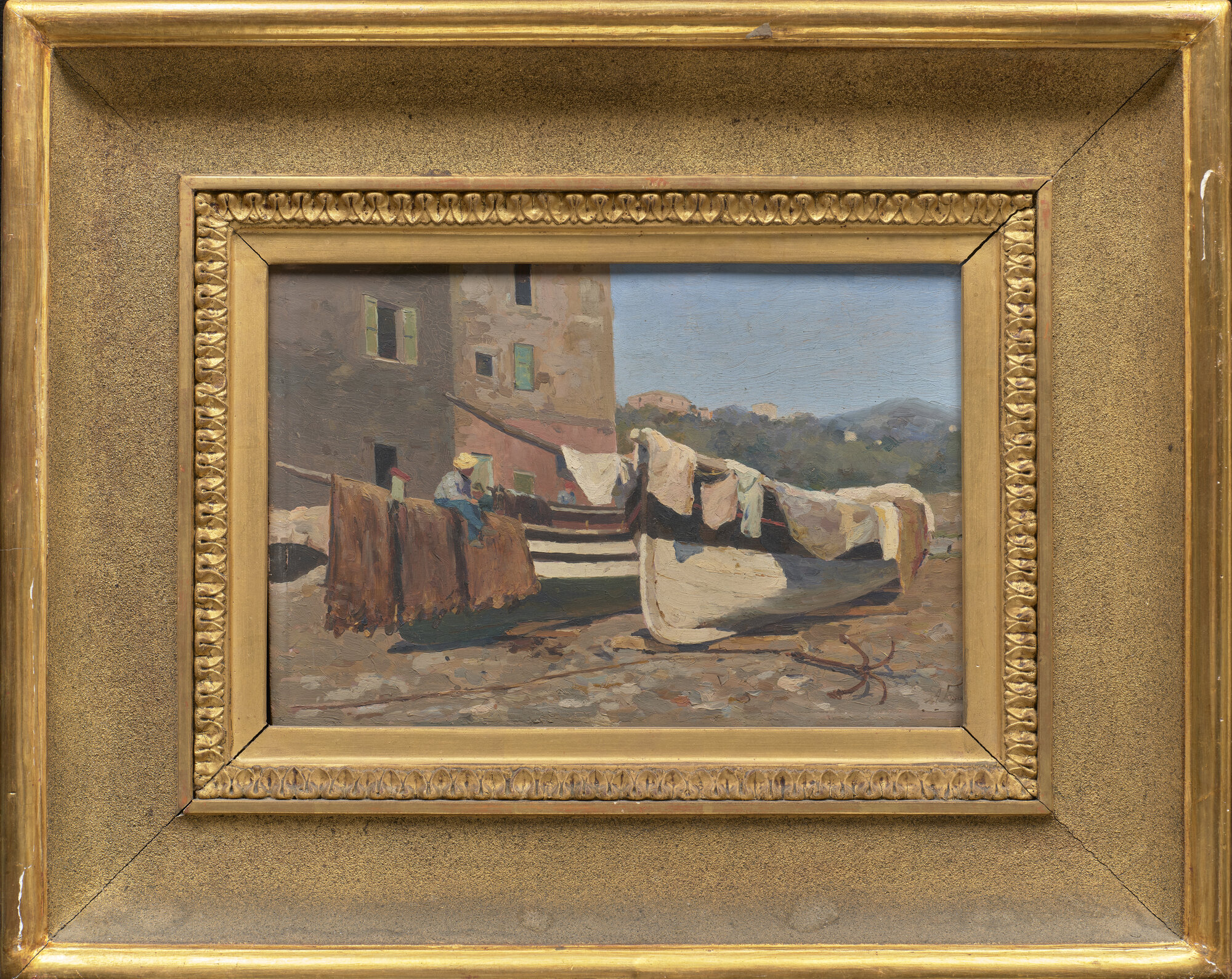 Spiaggia, spiaggia con figure (dipinto - olio su tavola) di Figari, Andrea (XX)