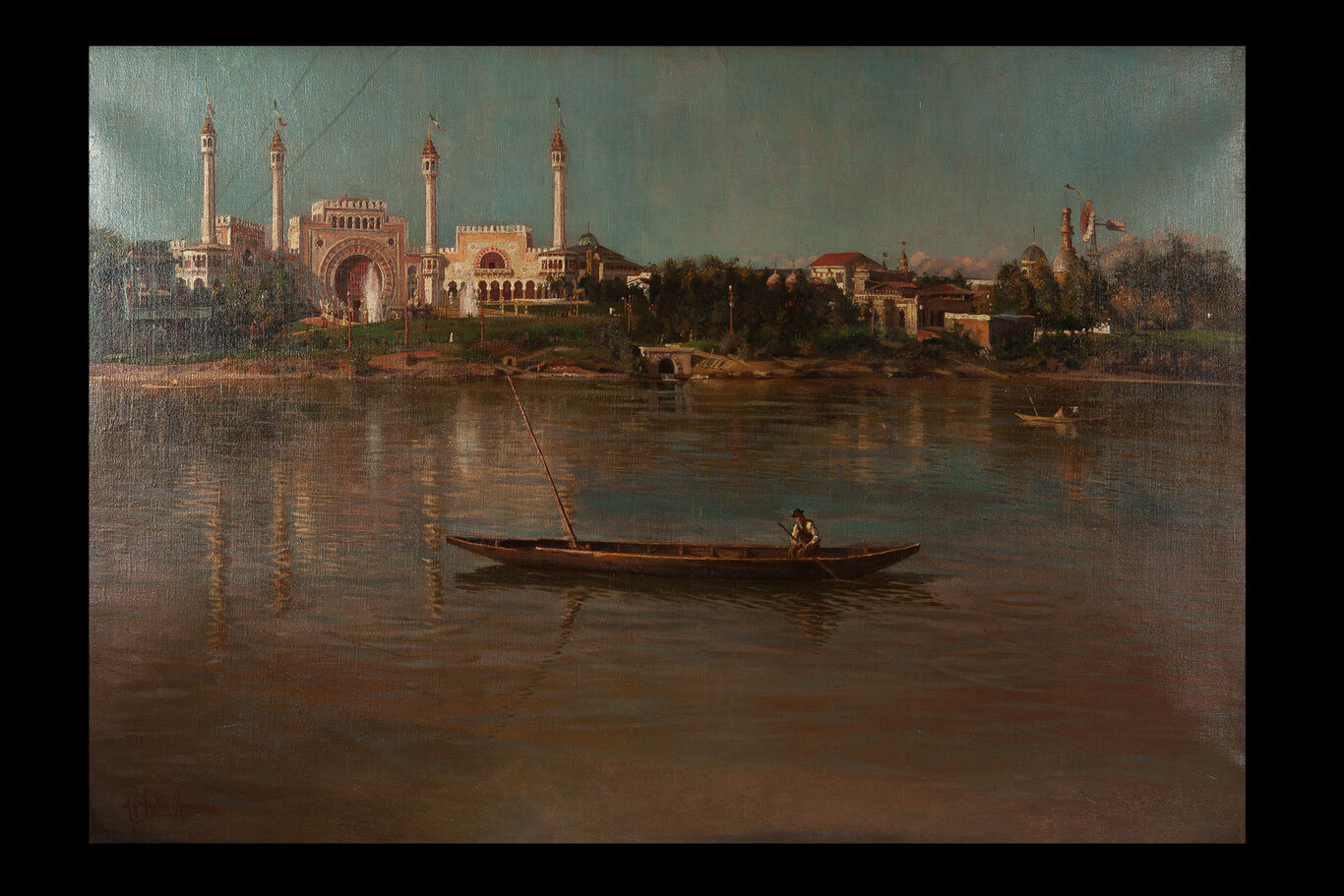 Esposizione di Torino, veduta di Torino (dipinto) di Agrifoglio, Mario (XIX)