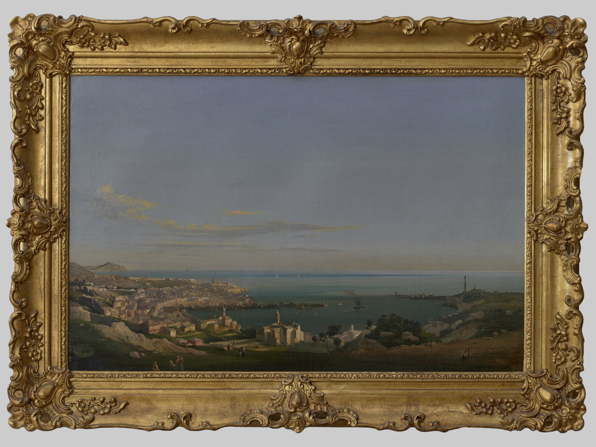 Il porto di Genova nel 1850, porto di Genova (dipinto) di Caffi, Ippolito (XIX)