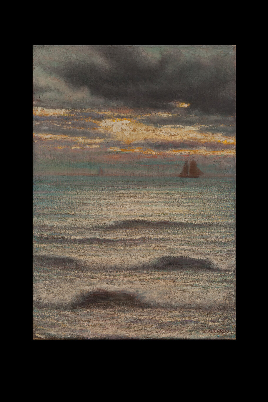 Barche al sole, paesaggio marino (dipinto - olio su tela) di Luxardo, Lazzaro (XX)