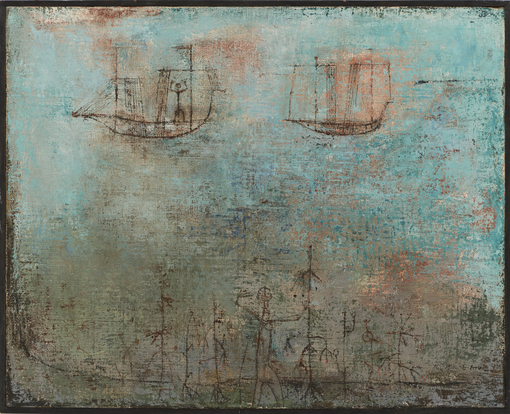 Battello e mare, paesaggio marino (dipinto) di Zao, Wou-Ki (attribuito) (XX)