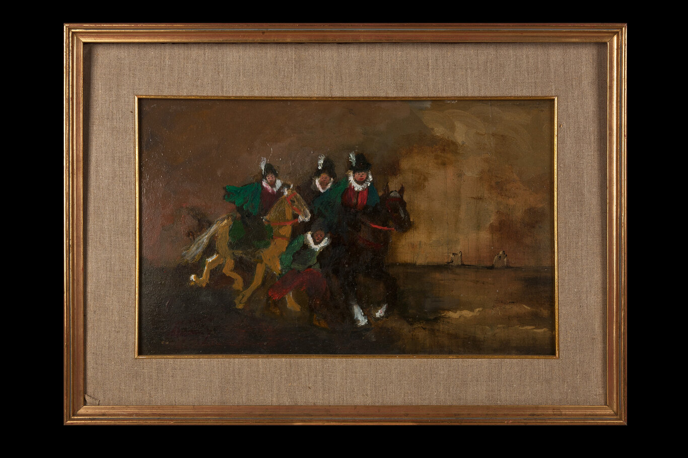 Cavalieri vicino al mare, uomini a cavallo sulla spiaggia (dipinto) di Cambiaso, Stefania (XX)