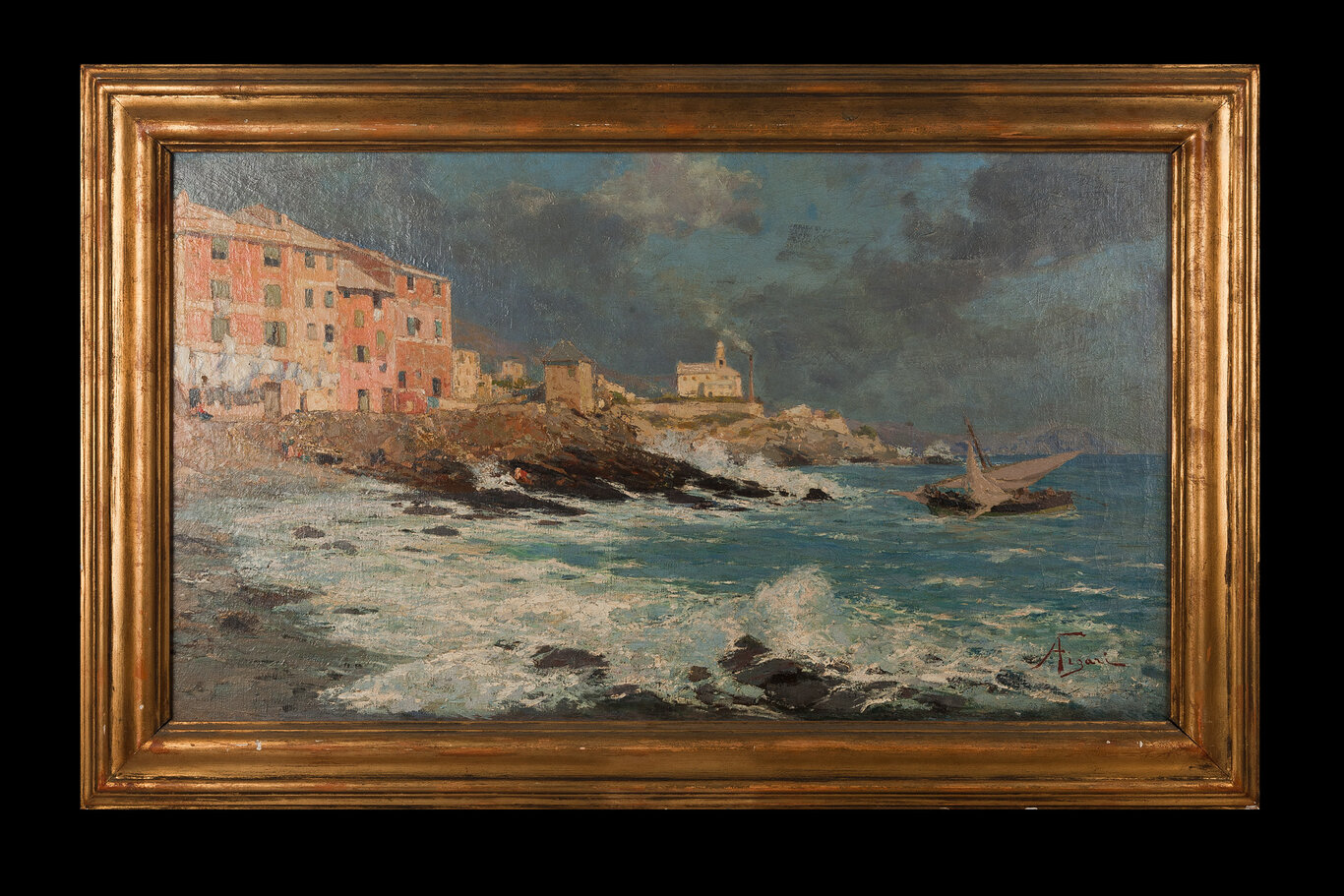 Paesaggio - Marina, paesaggio costiero (dipinto) di Figari, Andrea (XX)