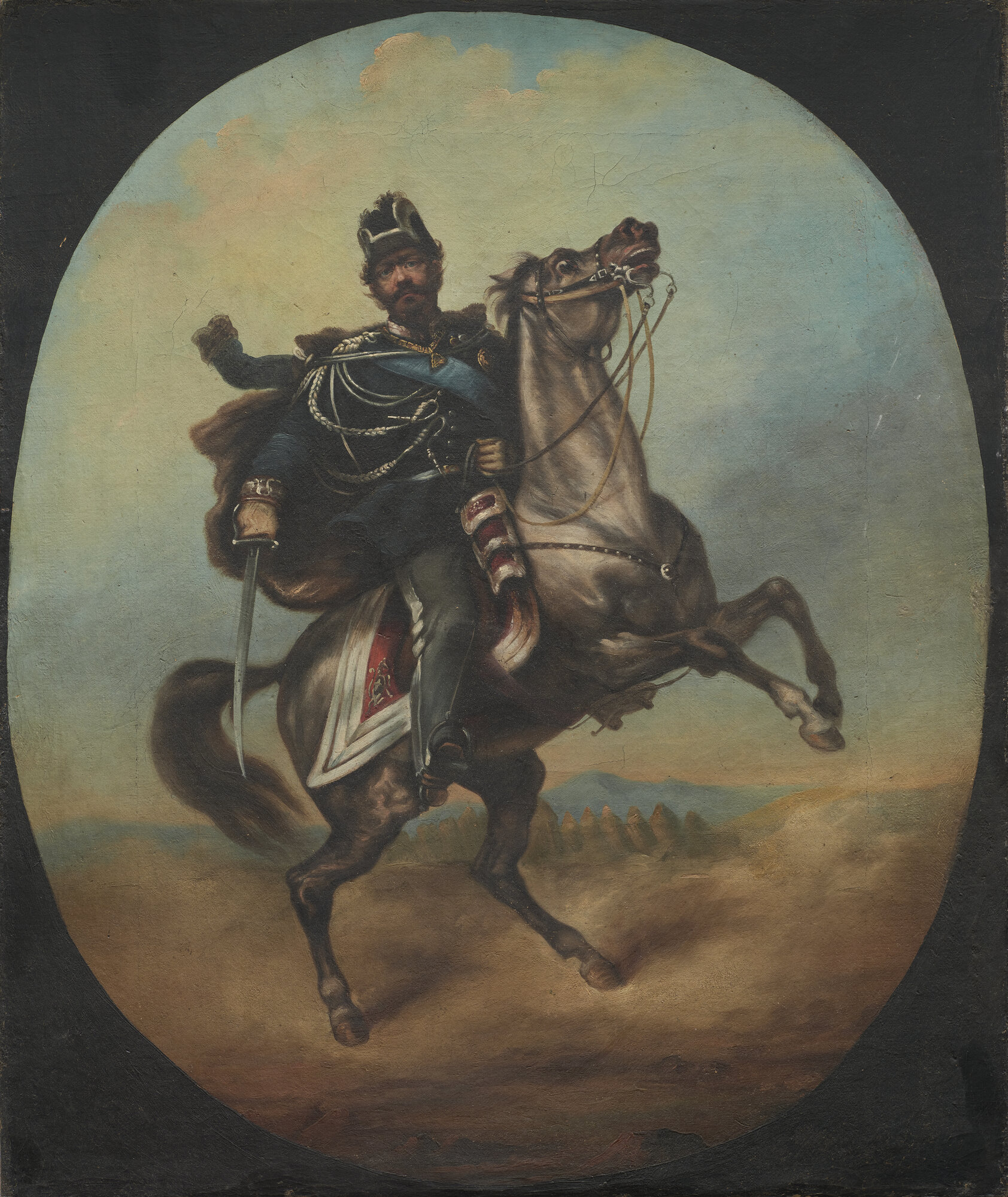 Vittorio Emanuele II, uomo a cavallo (dipinto) di Ignoto (XIX)