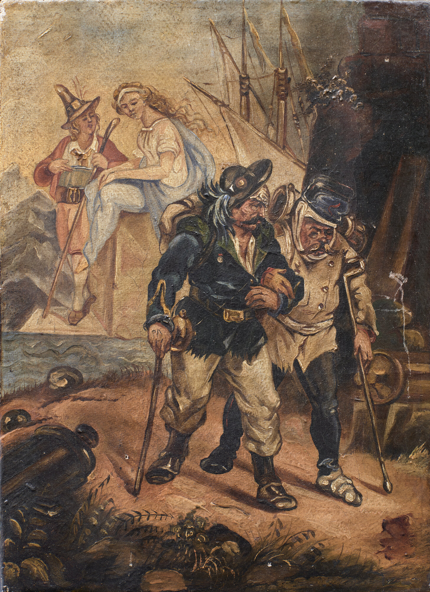 Allegoria. Dopo la guerra, Allegoria (dipinto - olio su tela) di Teja, Casimiro (XIX)