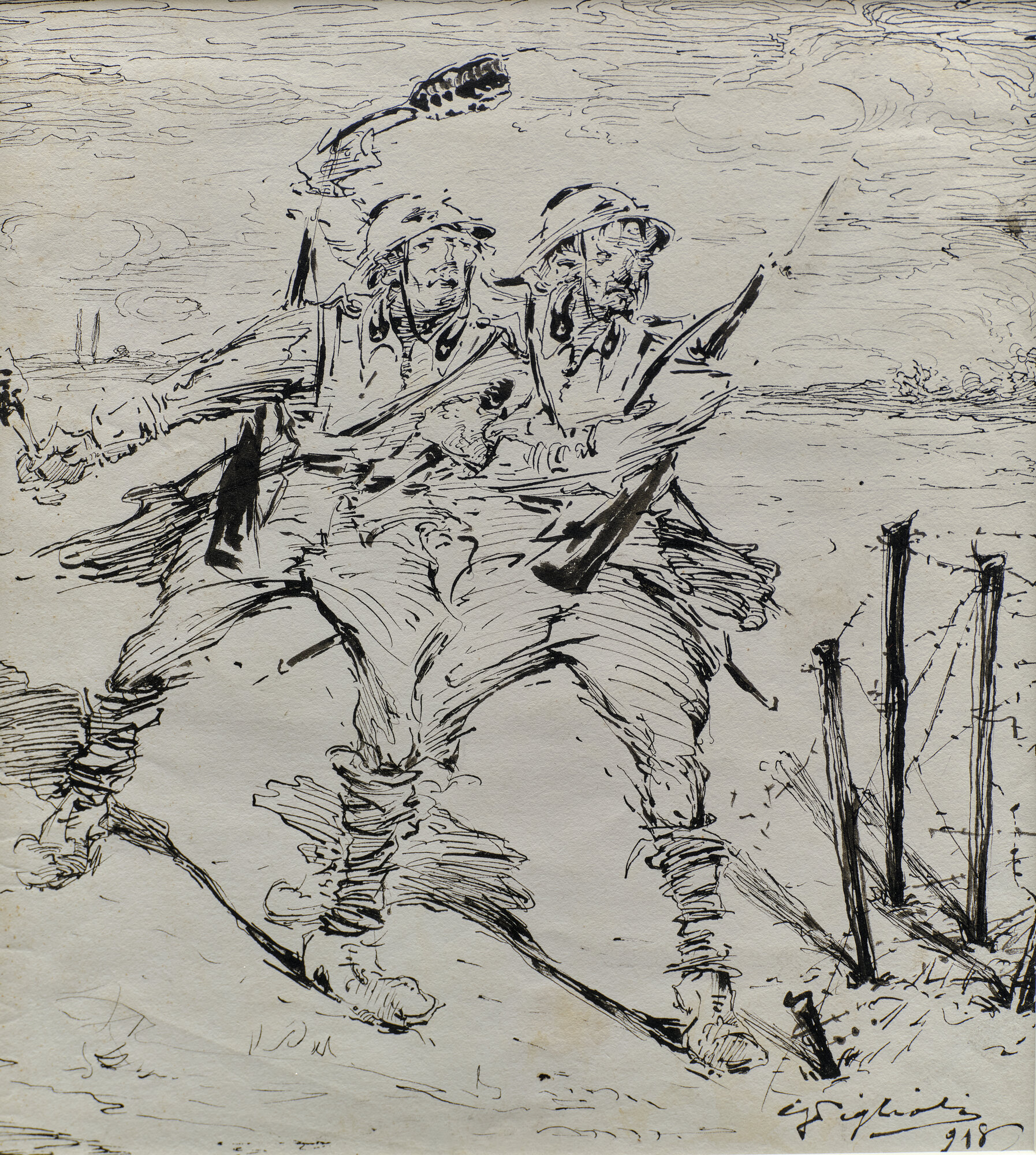 Combattenti, soldati (disegno) di Giuseppe, Giglioli (XX)