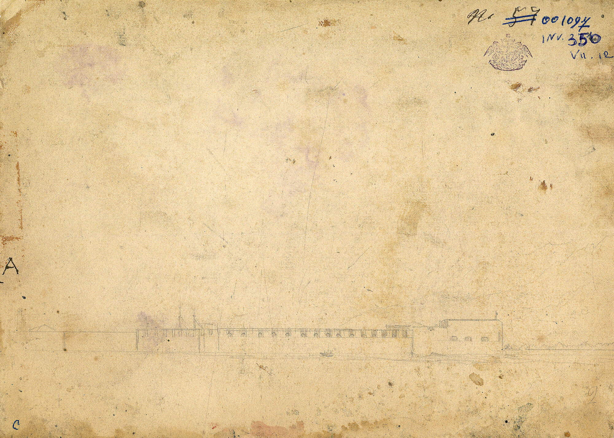 Paesaggio - Guerra di Crimea, edificio (disegno) di Pintore, Eligio Raffaele (XIX)