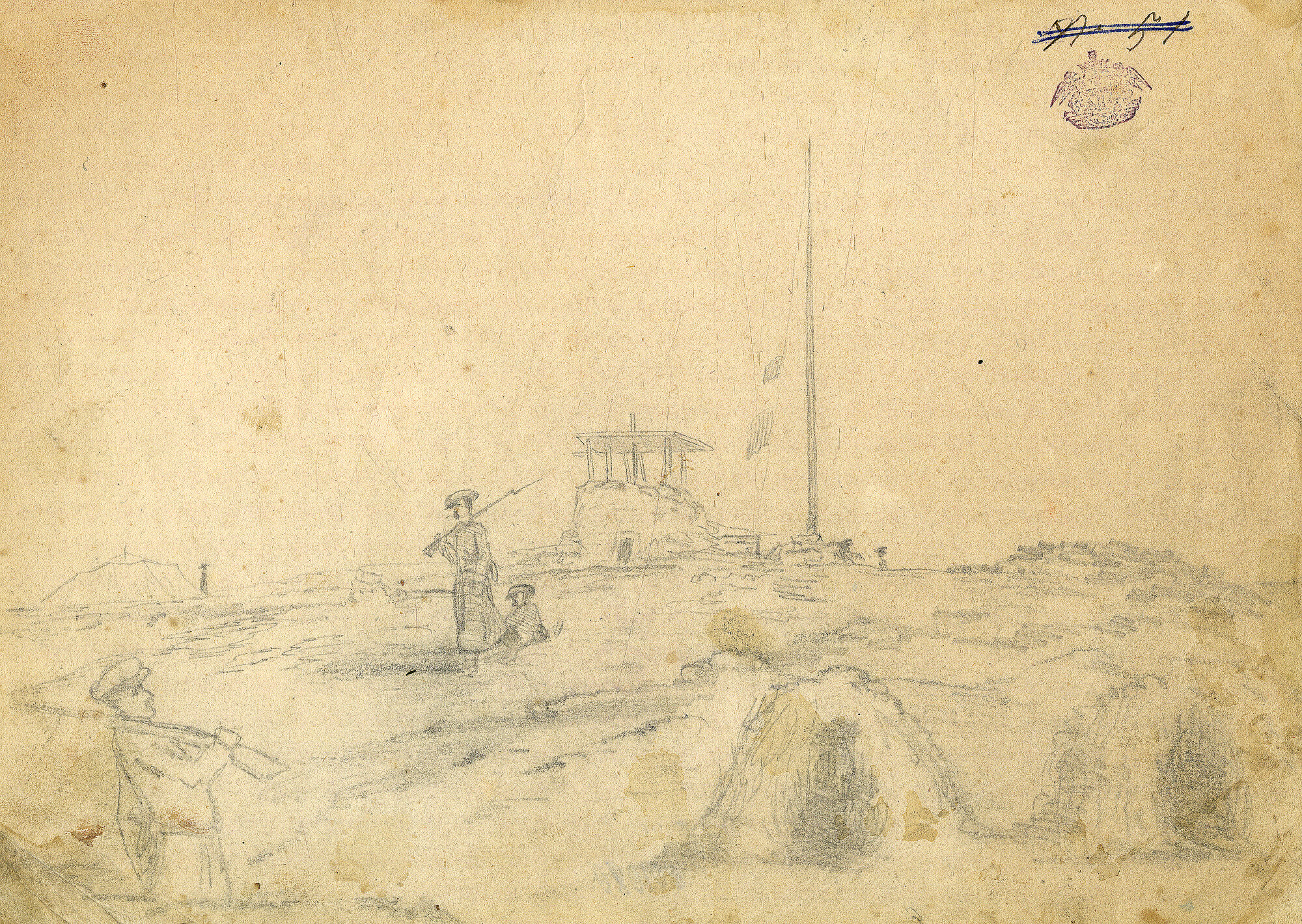 Sentinelle, soldati (disegno) di Pintore, Eligio Raffaele (XIX)