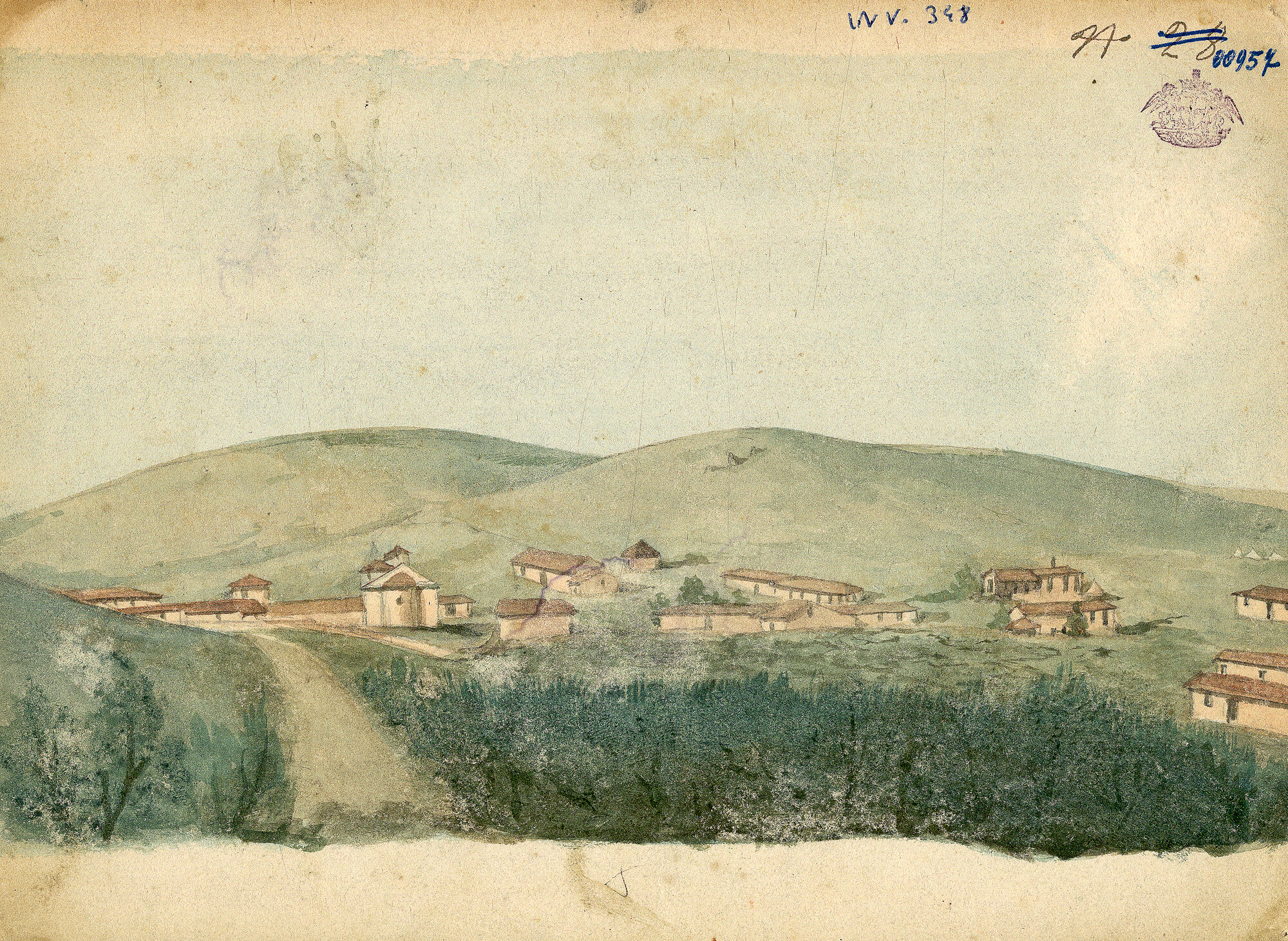 Guerra di Crimea, veduta (Acquerello) di Pintore, Eligio Raffaele (XIX)