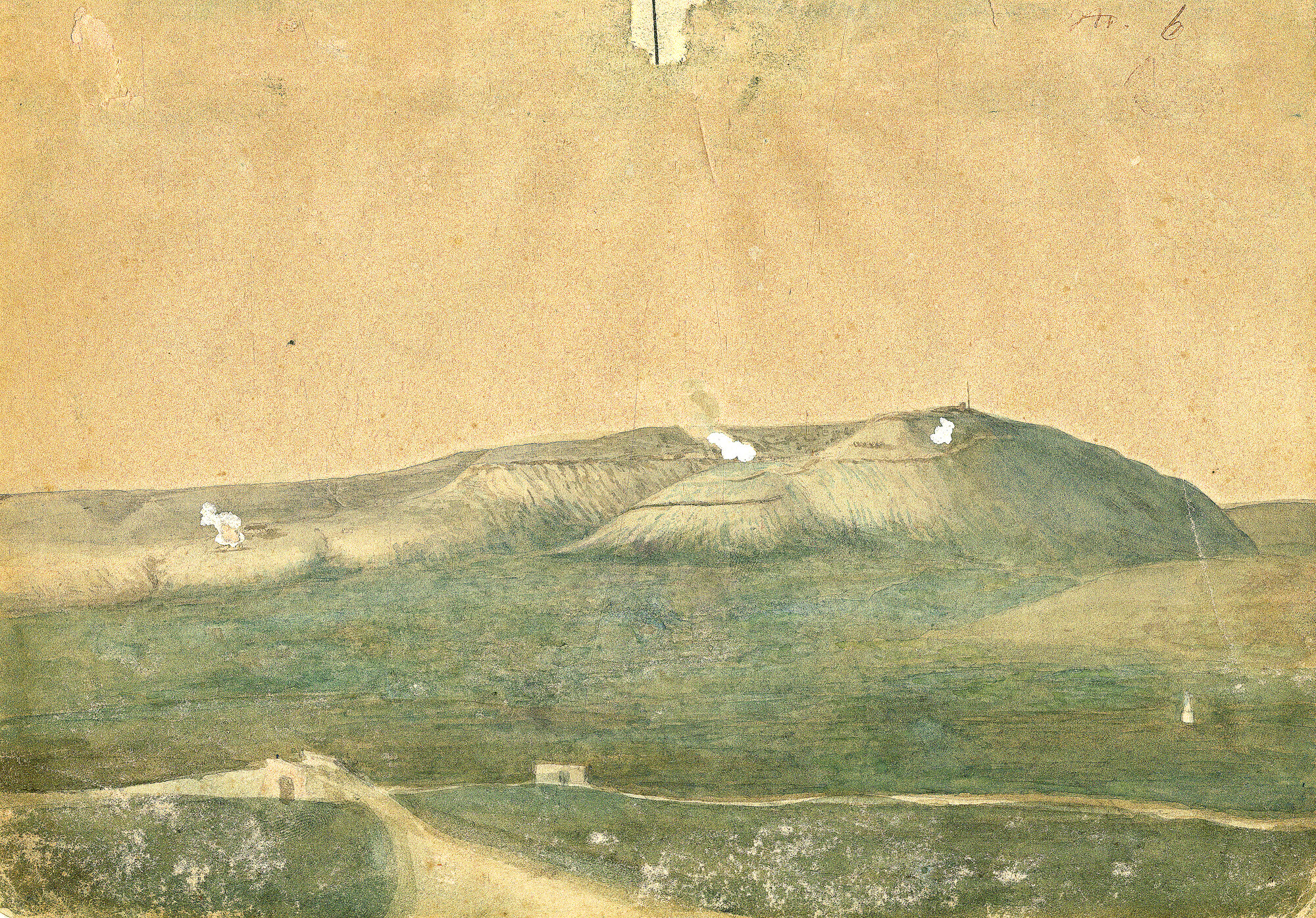 Guerra di Crimea, paesaggio collinare (Acquerello) di Pintore, Eligio Raffaele (XIX)