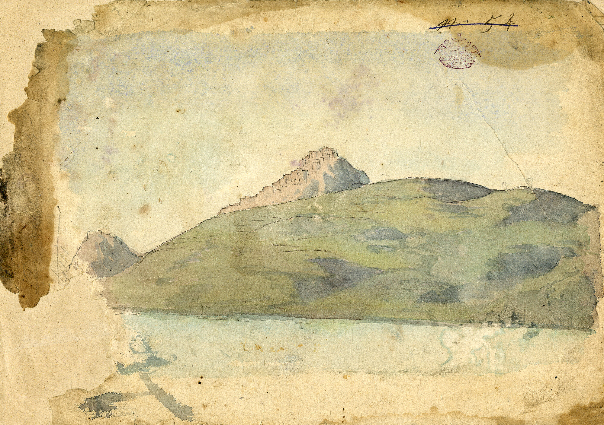 Guerra di Crimea. Paesaggio montano, paesaggio (Acquerello) di Pintore, Eligio Raffaele (XIX)