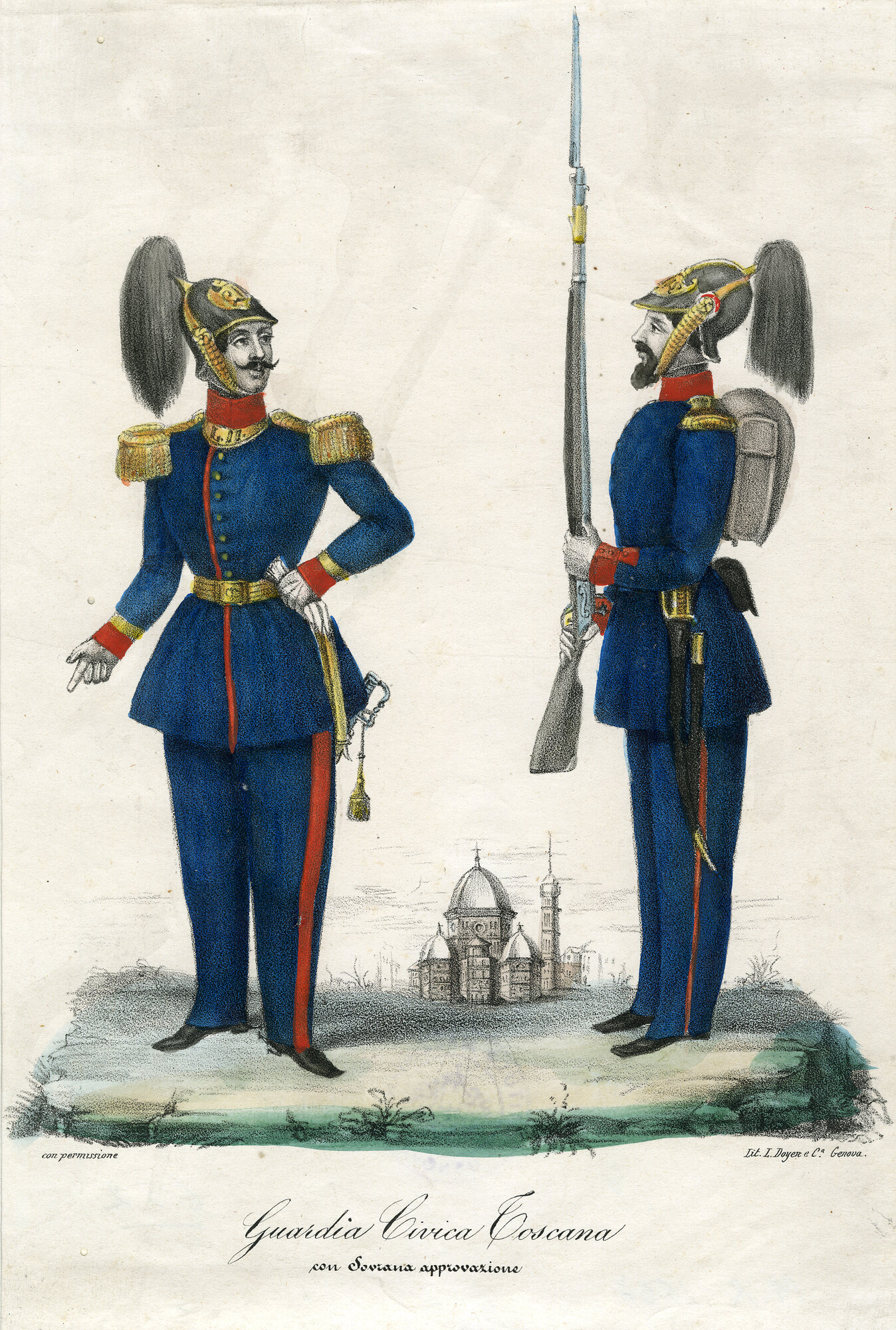 Guardia Civica Toscana, Militari (Litografia) (XIX)