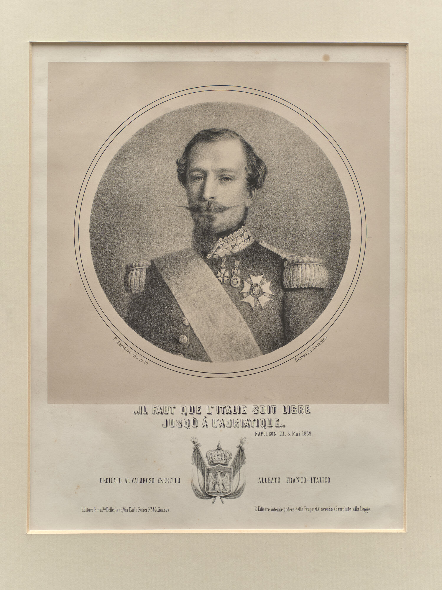 Napoleone III (Litografia) di Barabino, Pietro (attribuito), Armanino, Nicolò (attribuito) (XIX)