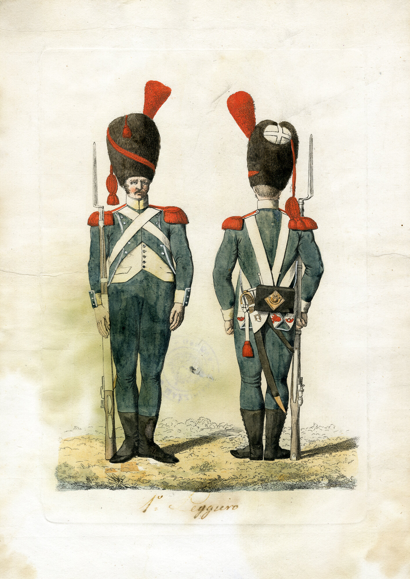 1° Leggiero, Divisa militare (Litografia) (XIX)