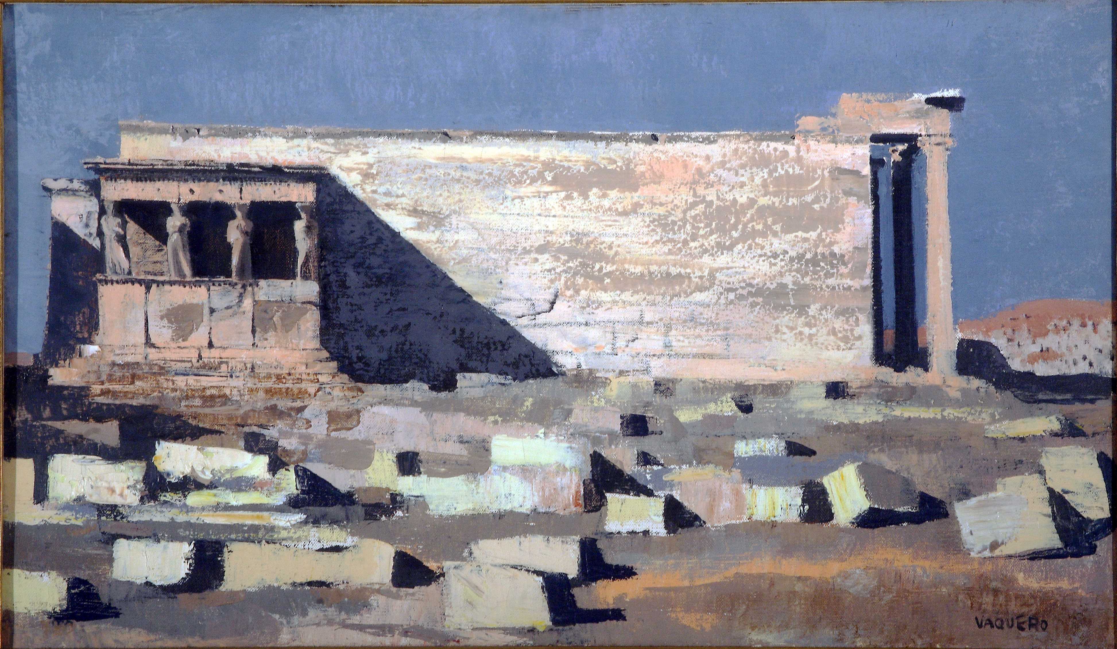 Eretteo, paesaggio con rovine (dipinto, opera isolata) di Vaquero Palacios, Joaquín - ambito spagnolo (metà XX)