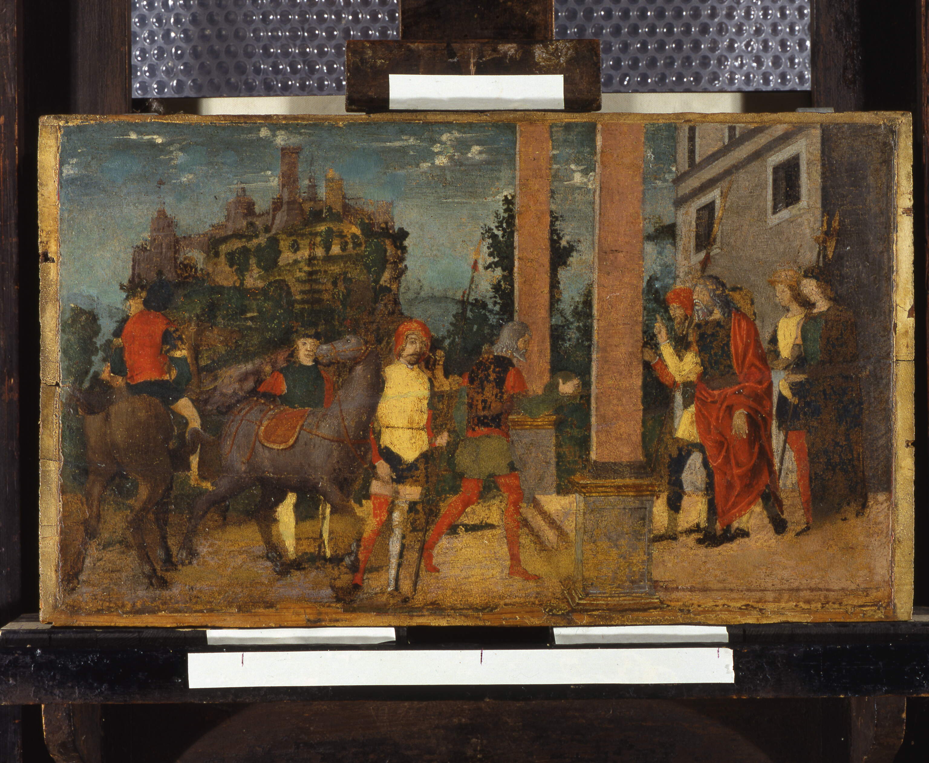 Ritorno di Attilio Regolo a Cartagine (?), Ritorno di Attilio Regolo a Cartagine (?) (dipinto, frammento) di Mocetto Girolamo (seconda metà sec. XV)