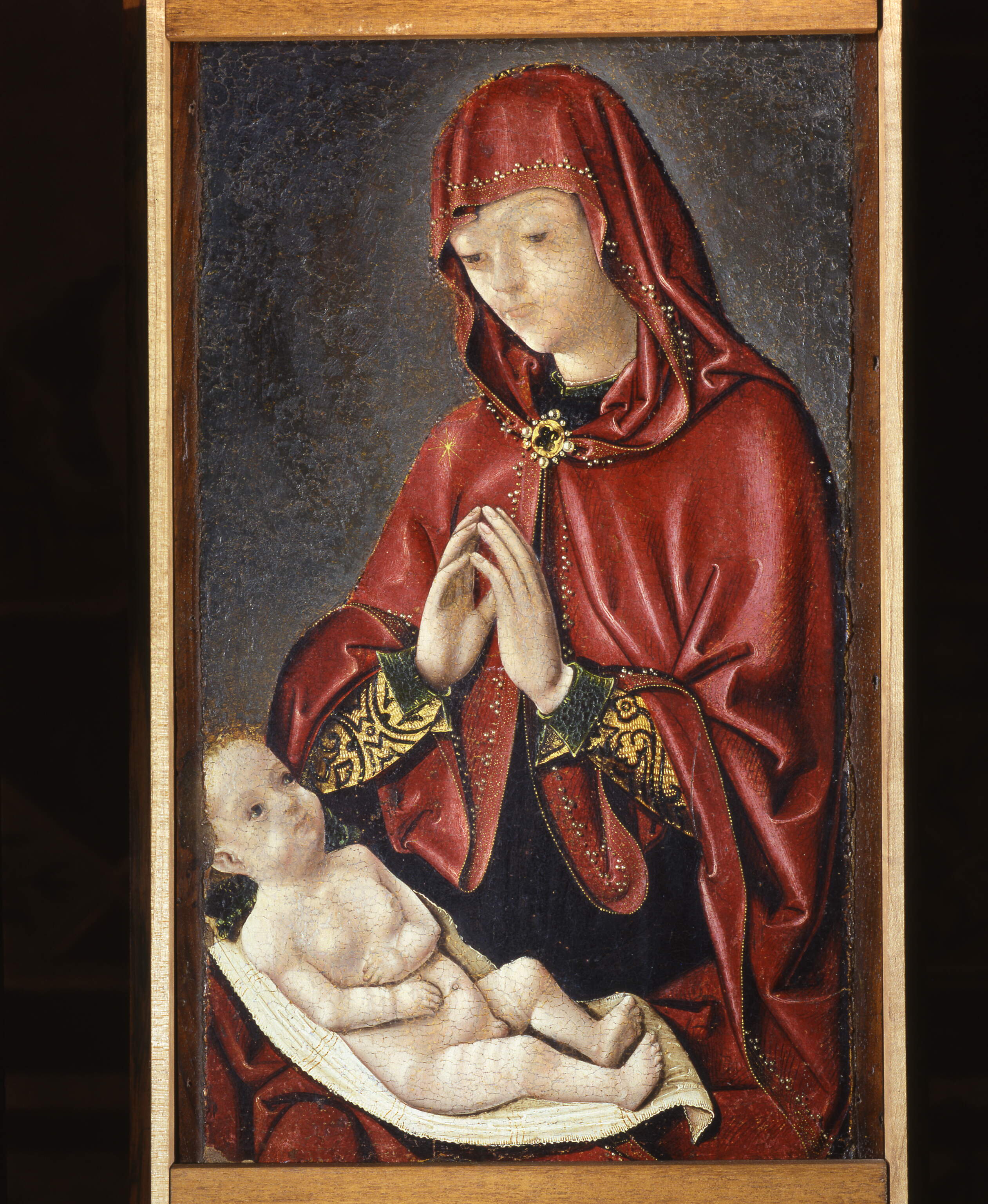 Madonna dal manto rosso, Madonna con il bambino (dipinto, opera isolata) di Pannonio Michele (sec. XV)