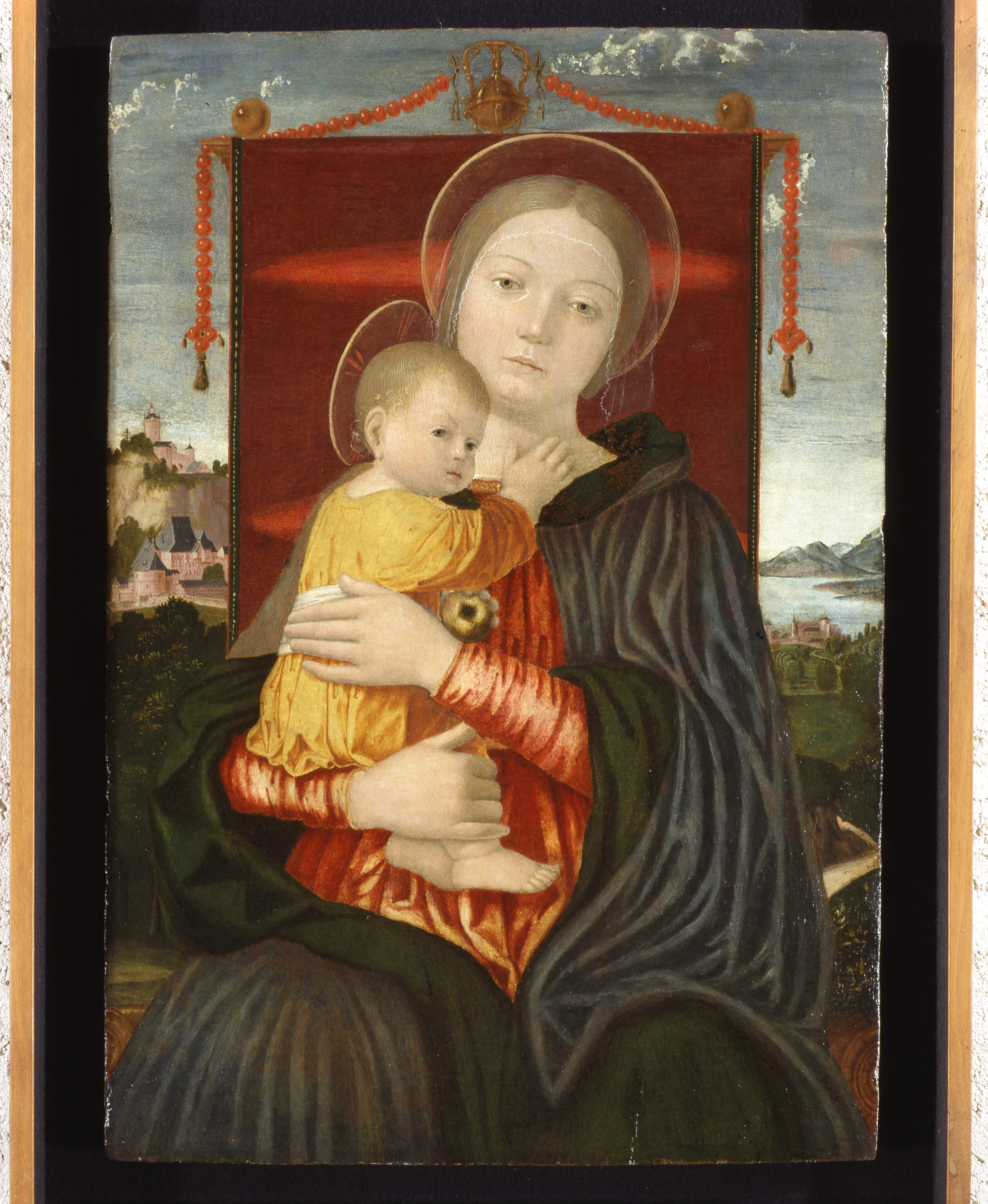 Madonna Moscardo, Madonna con il bambino (dipinto, opera isolata) di Morone Francesco (sec. XVI)