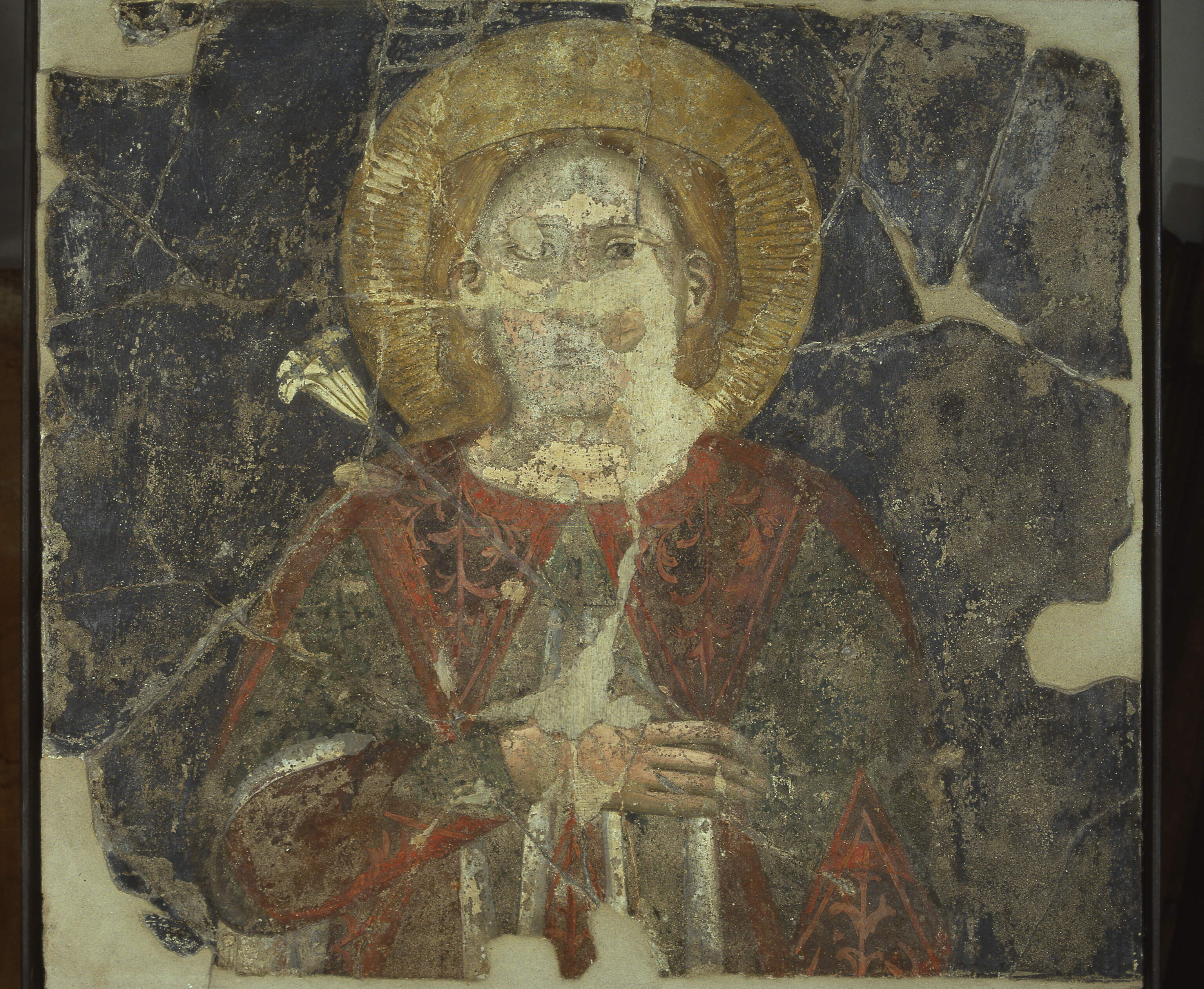 Santa coronata con giglio, Santa coronata con giglio (dipinto murale, frammento) di Secondo Maestro di S. Zeno (secc. XIV-XIV)